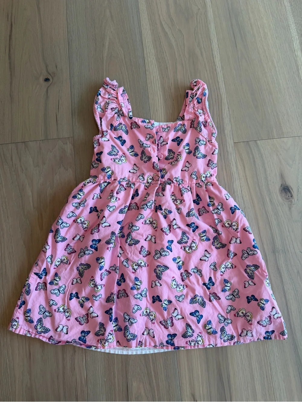 Girls Pink Butterfly Print Sundress